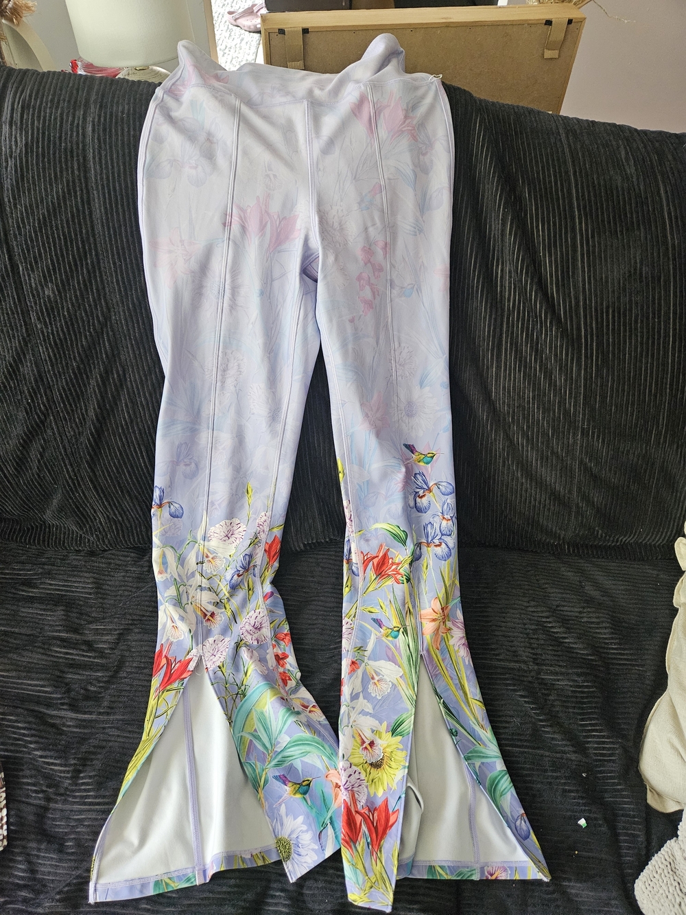 Johnny Was Lavender Floral Split-Hem Flare Leggings. OG price $200-$250.